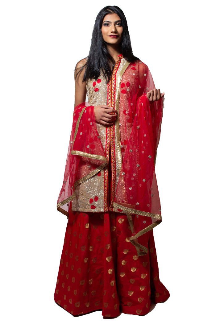 Ivory Colored Beautiful Lehenga Set - Rent main image 0