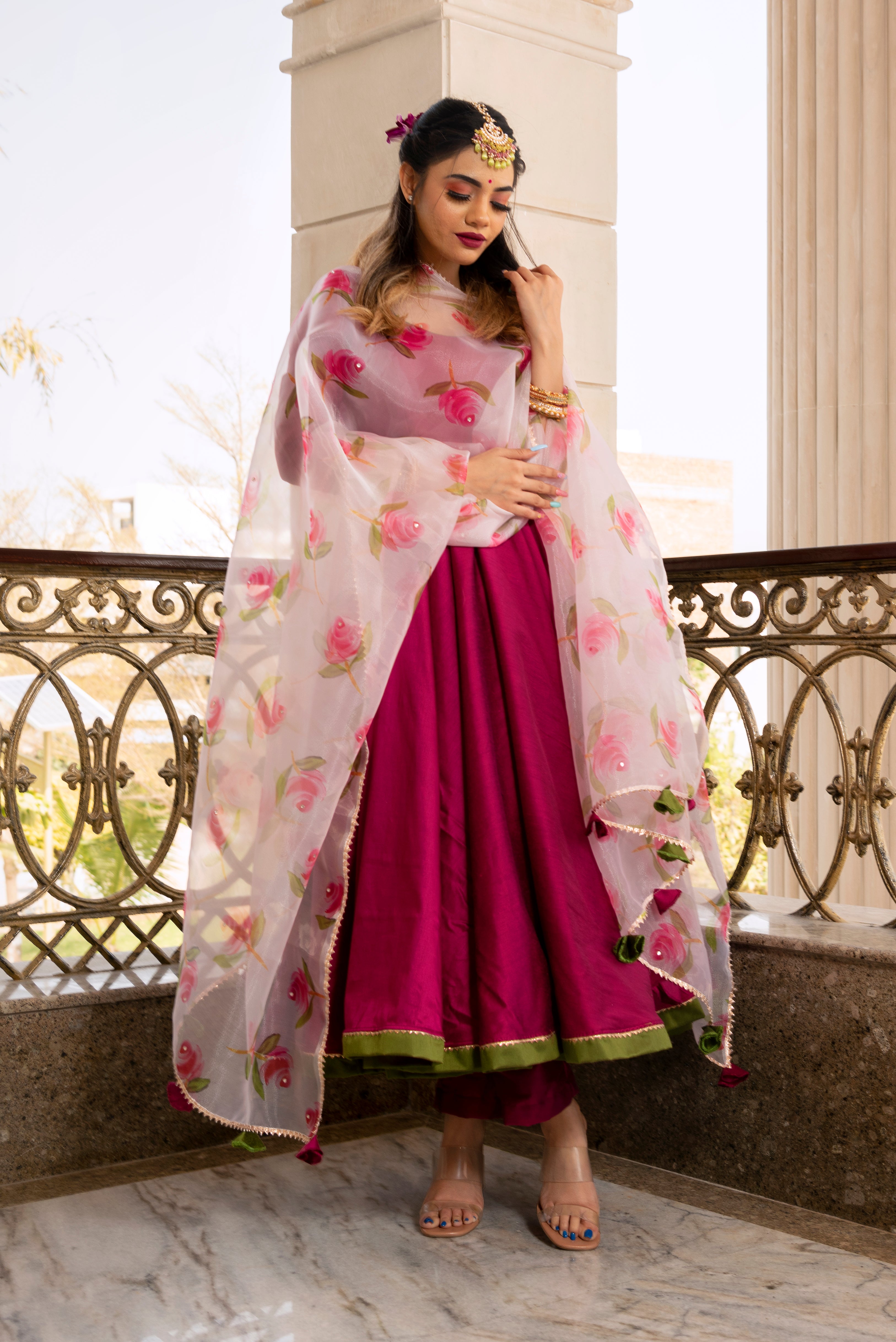 LILLY OF NILE CHIFFON ANARKALI SUIT SET – Pomcha Jaipur