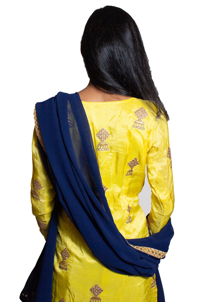 Sunlit Azure Exquisite Yellow and Blue Sharara Set - Rent