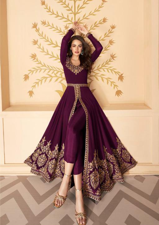 Maroon Designer Heavy Embroidered Net Wedding Anarkali Gown - XXS