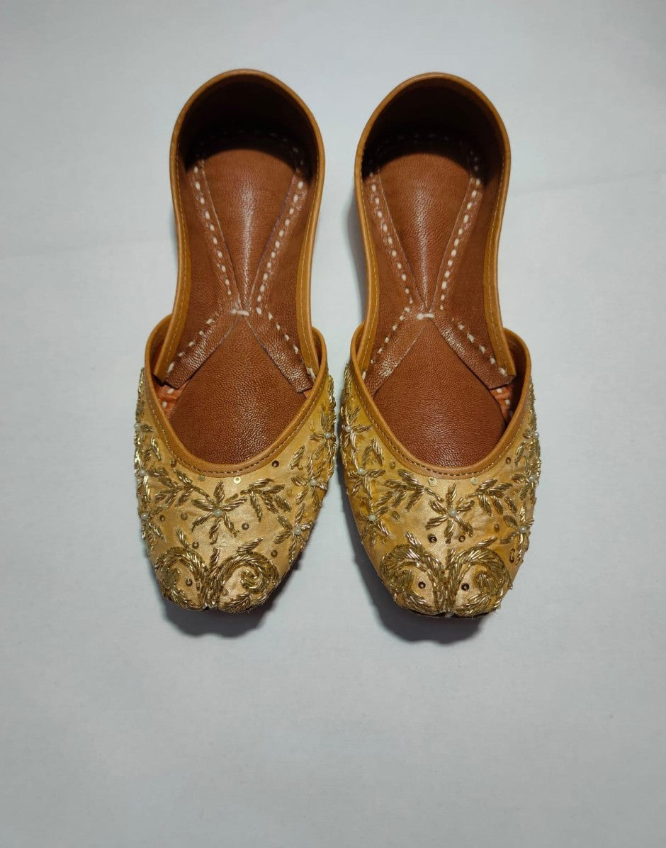 Beaded Elegance Golden Jutti with Sequined Embellishments 6 / Gold / 3 Days Beaded Elegance Golden Jutti with Sequined Embellishments 6 / Gold / 3 Days