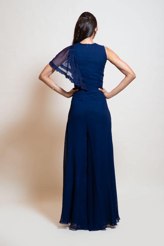 Blue ruffle Layer Jumpsuit  - Rent - Glamourental