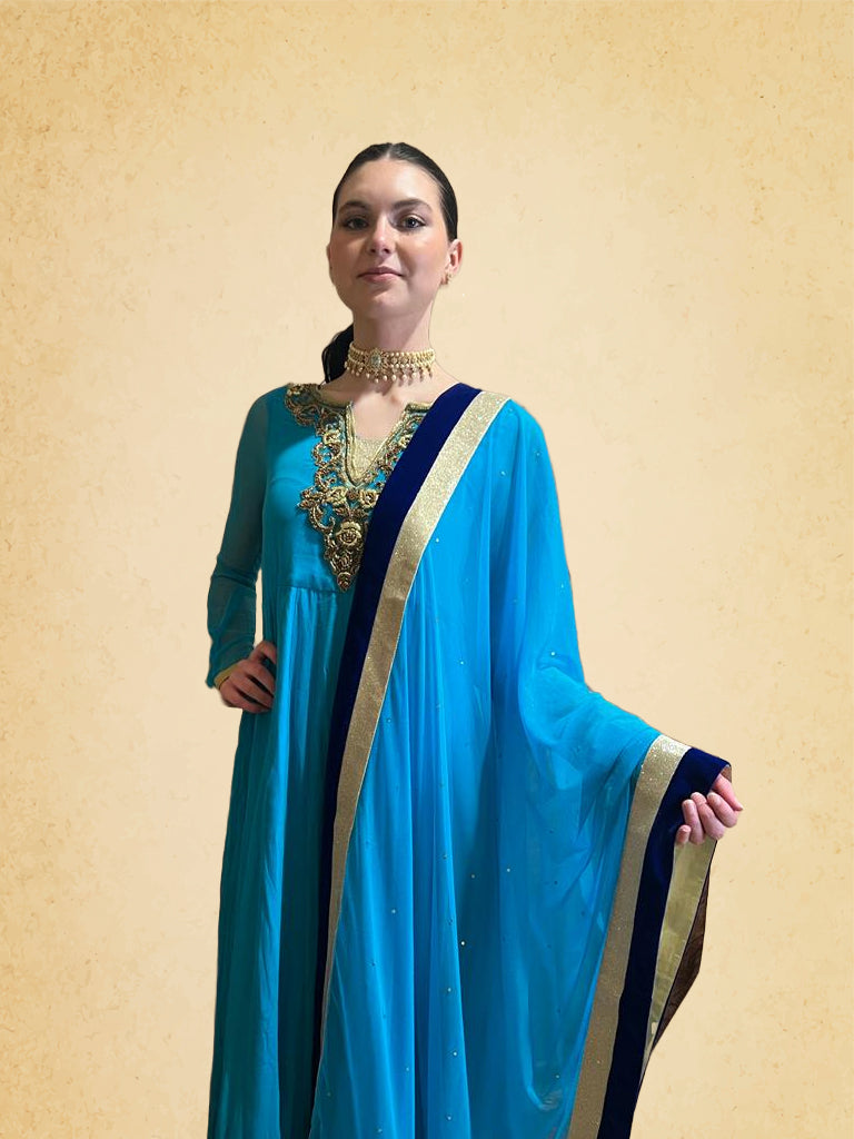 Multi Classy Designer Readymade Heavy Anarkali Dress With Printed Work main image 1