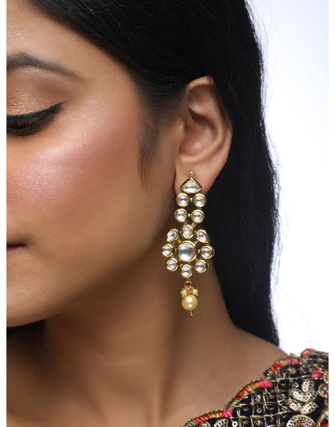 Traditional Kundan Earrings for Wedding-Accessories-Glamourental