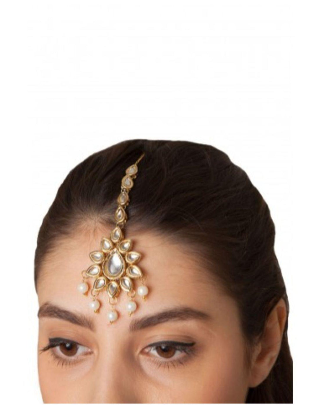 Kundan Teeka With Pearls-Accessories-Glamourental