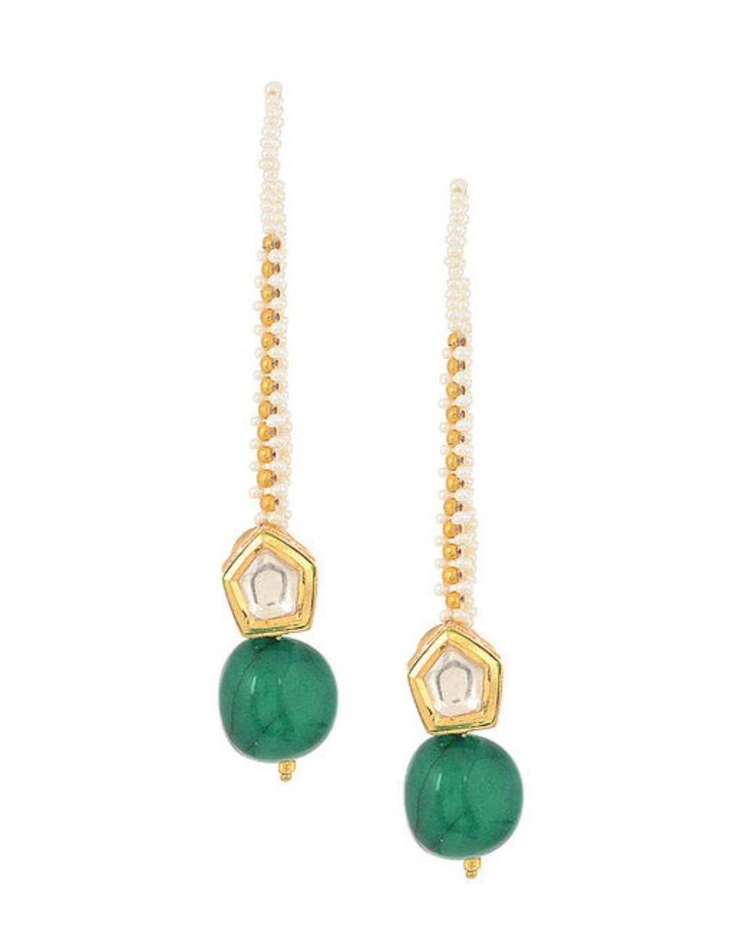 Kundan Studs Emerald-Accessories-Glamourental