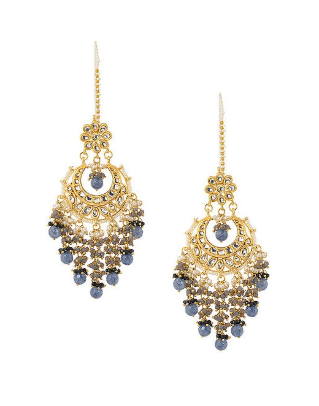 Kundan Waterfall Stone Earrings-Accessories-Glamourental