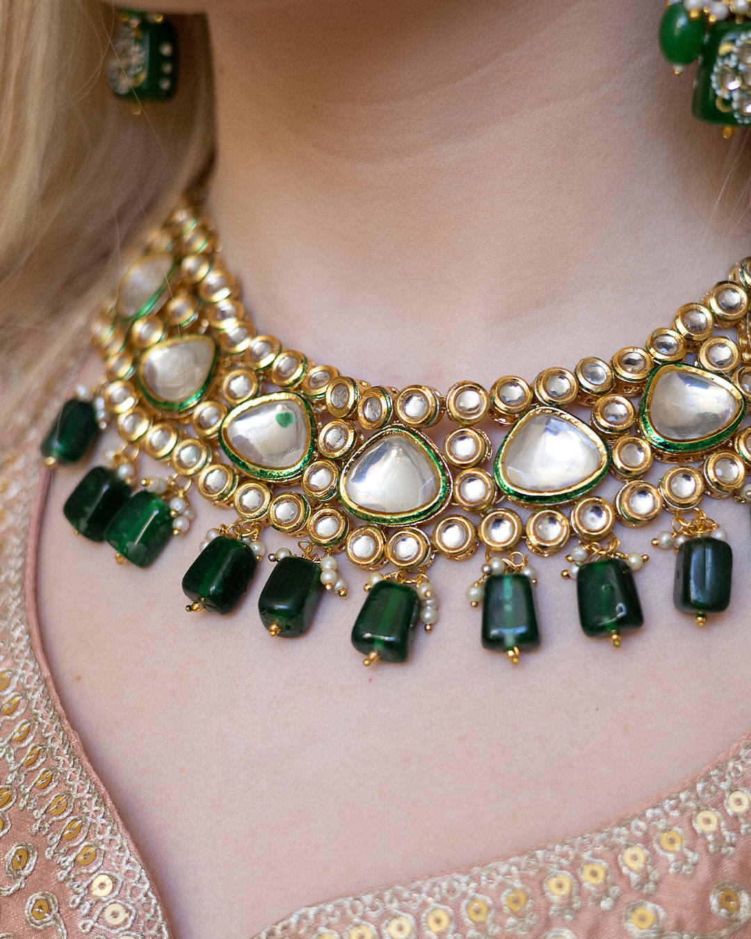 Beautiful Golden and Green Necklace set