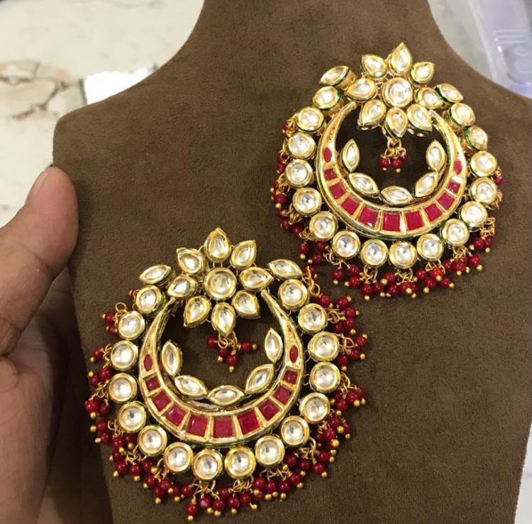 Maroon kundan store earrings