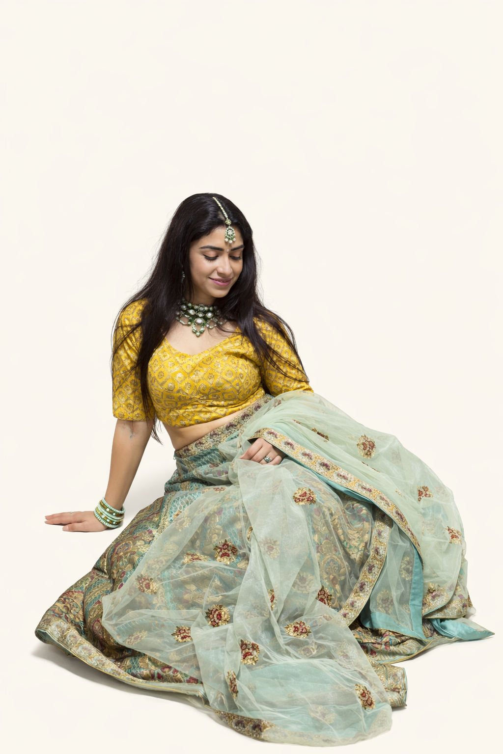 Elegant Green Embroidered Lehenga with Designer Blouse & Dupatta Ethnic Wear