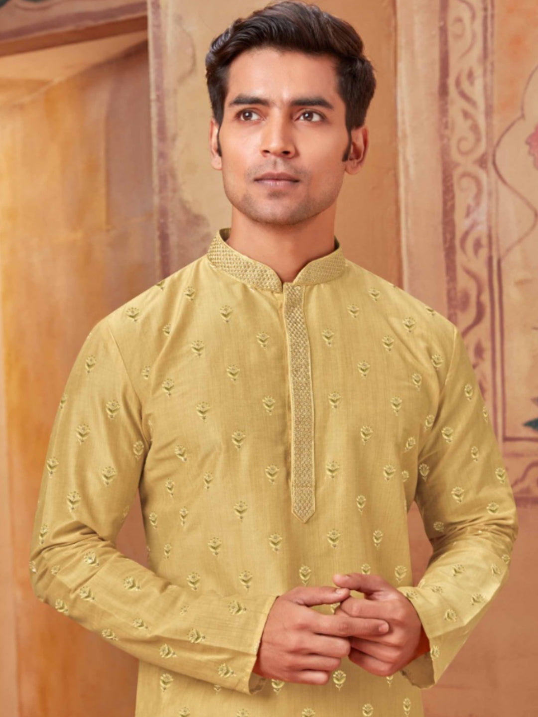 Golden Sands Kurta & White Pajama - Rent