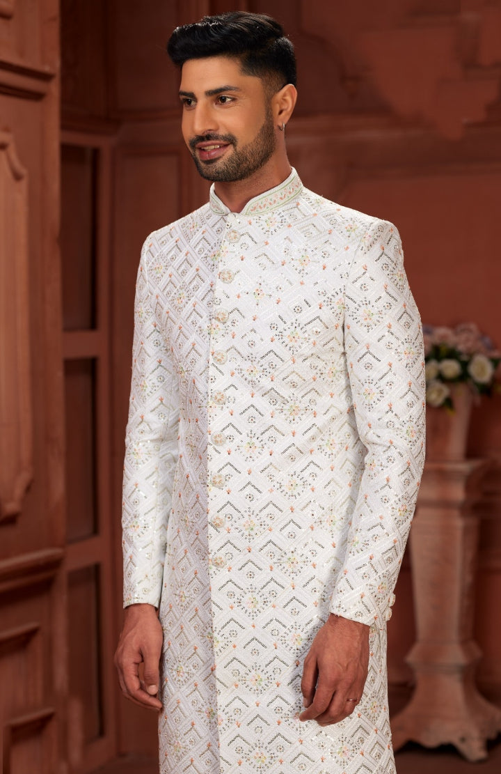 Elegance Redefined  The Timeless Charm of A White Sherwani - Rent