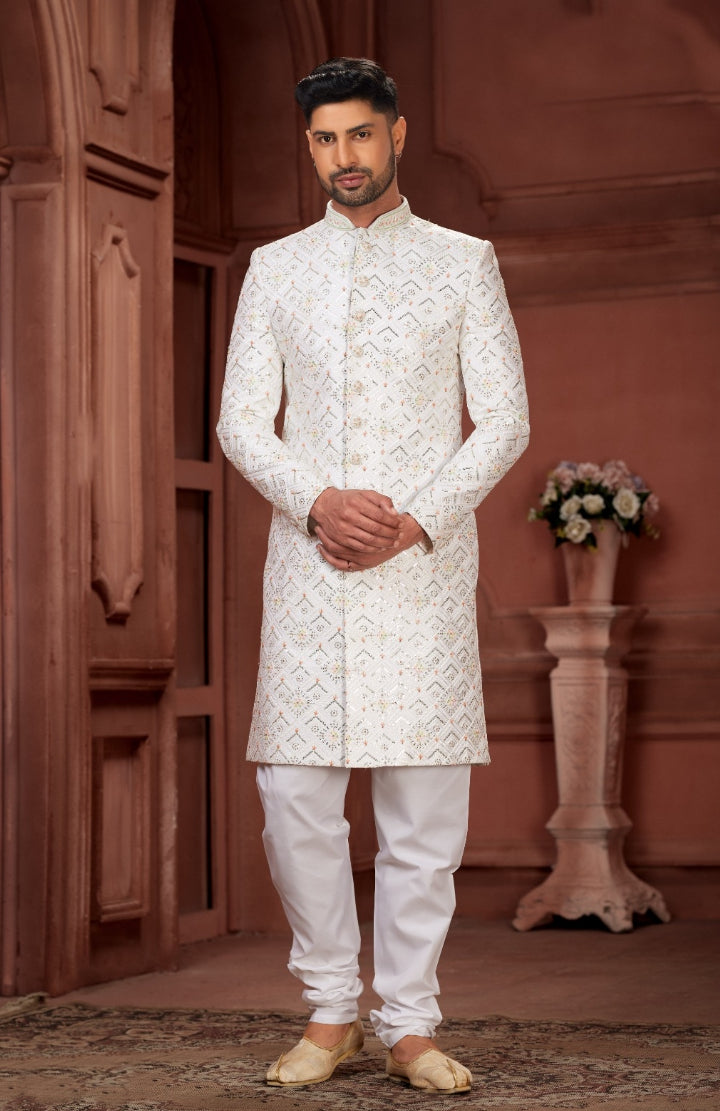 Elegance Redefined  The Timeless Charm of A White Sherwani - Rent