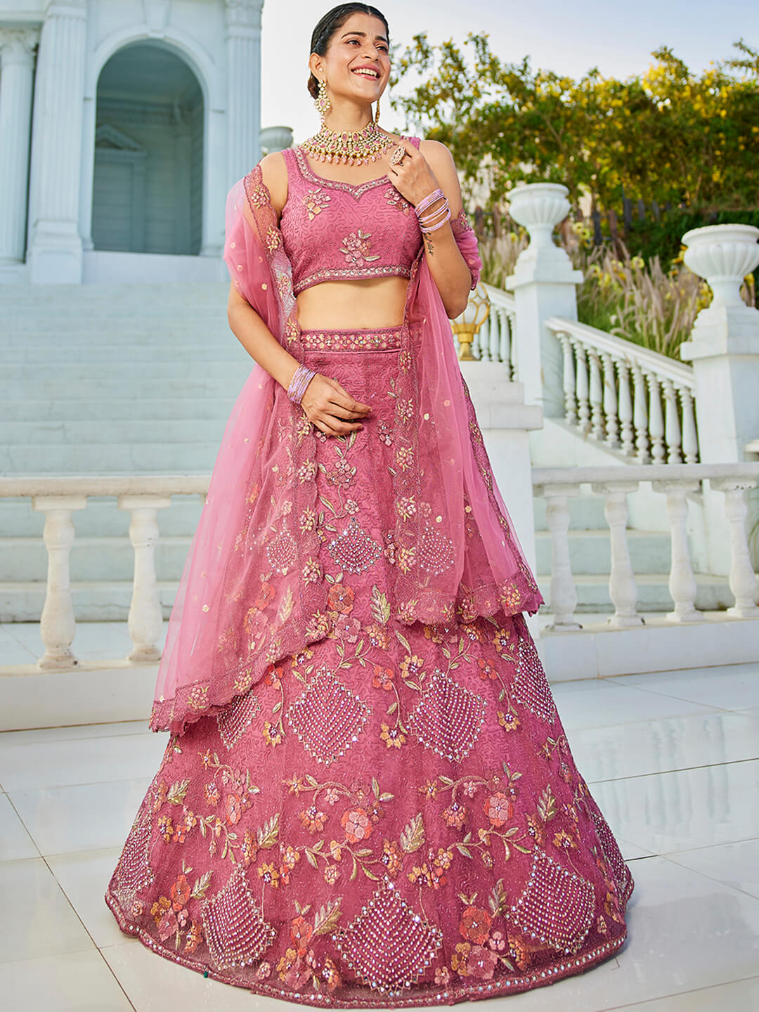 Premium Net and Coding with Zarkan Embroidery Lehenga Choli & Dupatta