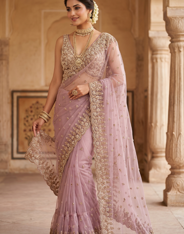 Luxury Party Wear Saree with Intricate Border Work