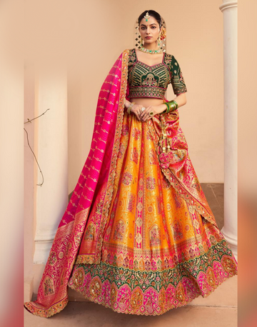 Stunning Orange Silk Lehenga with Sequin Zarkan Work, Belt & Latkan Perfect for Festive Occasions - Buy