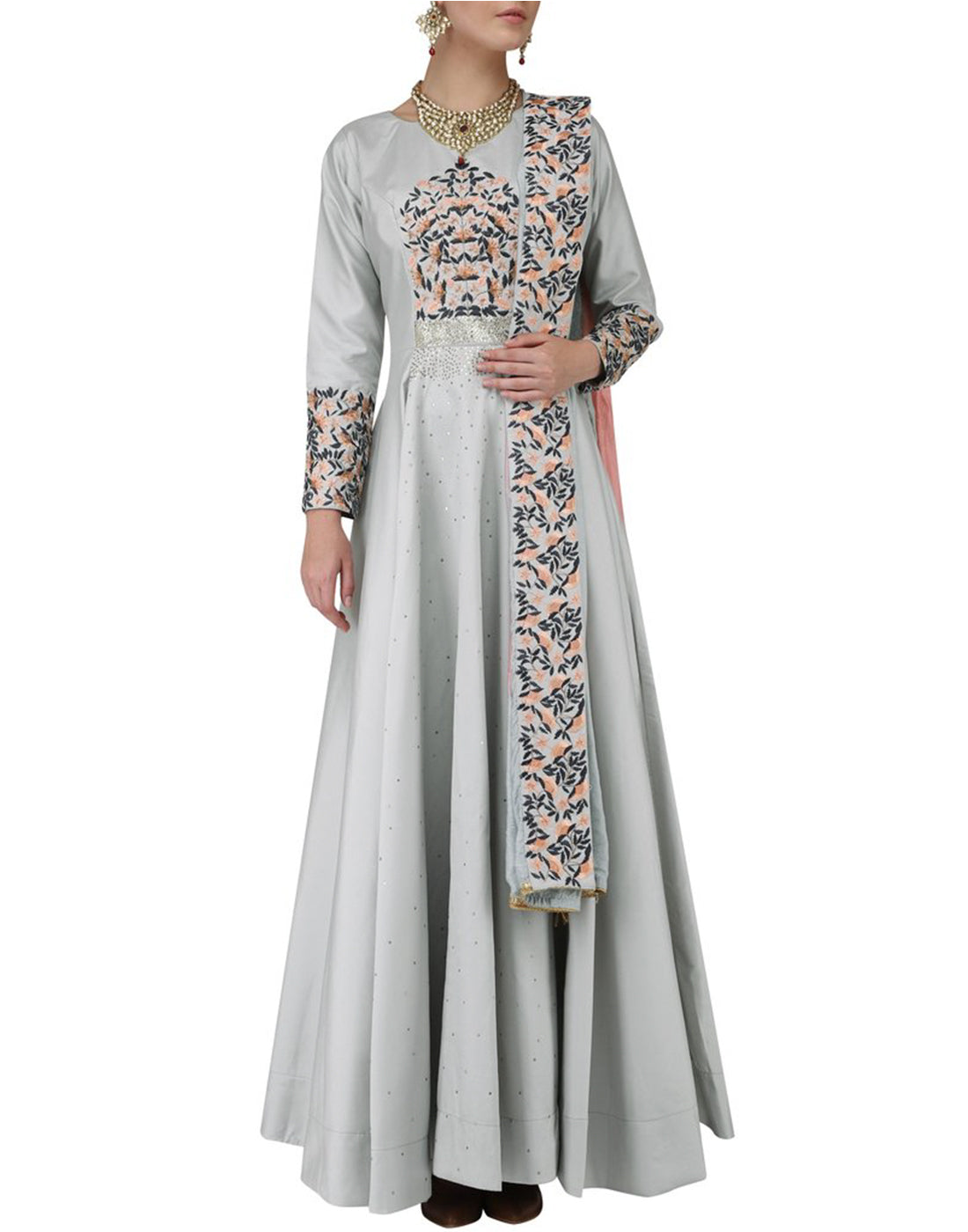 Rent Grey & Pink Anarkali-Women-Glamourental