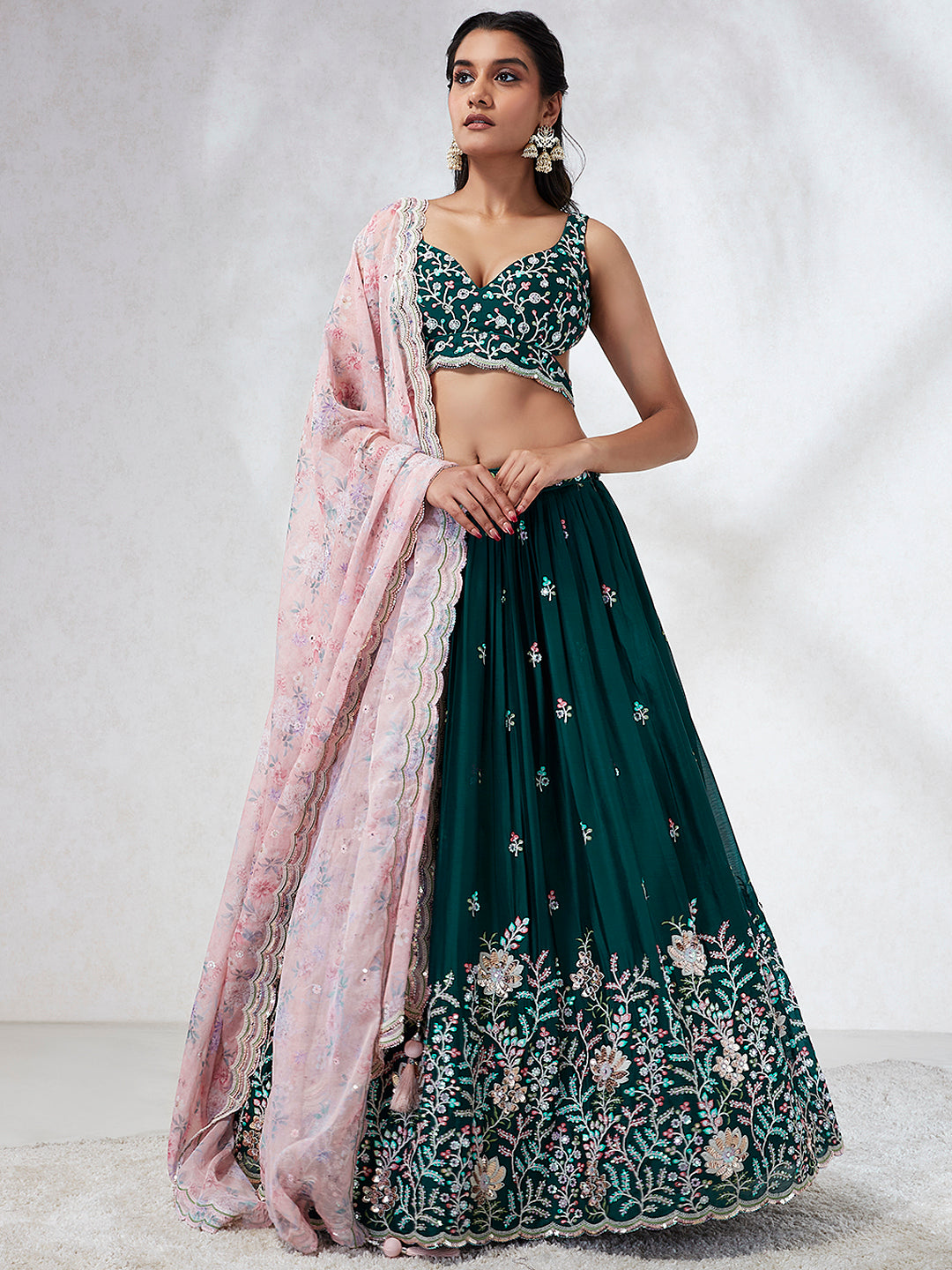 Teal  Colored Lehenga: Timeless Elegance for Every Celebration - Rent
