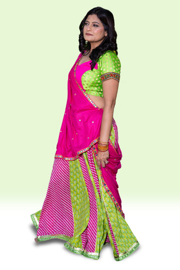 Parrot Green and Pink Navratro  Chaniya Choli - Rent