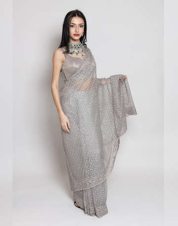 Elegance Woven Designer Net Saree