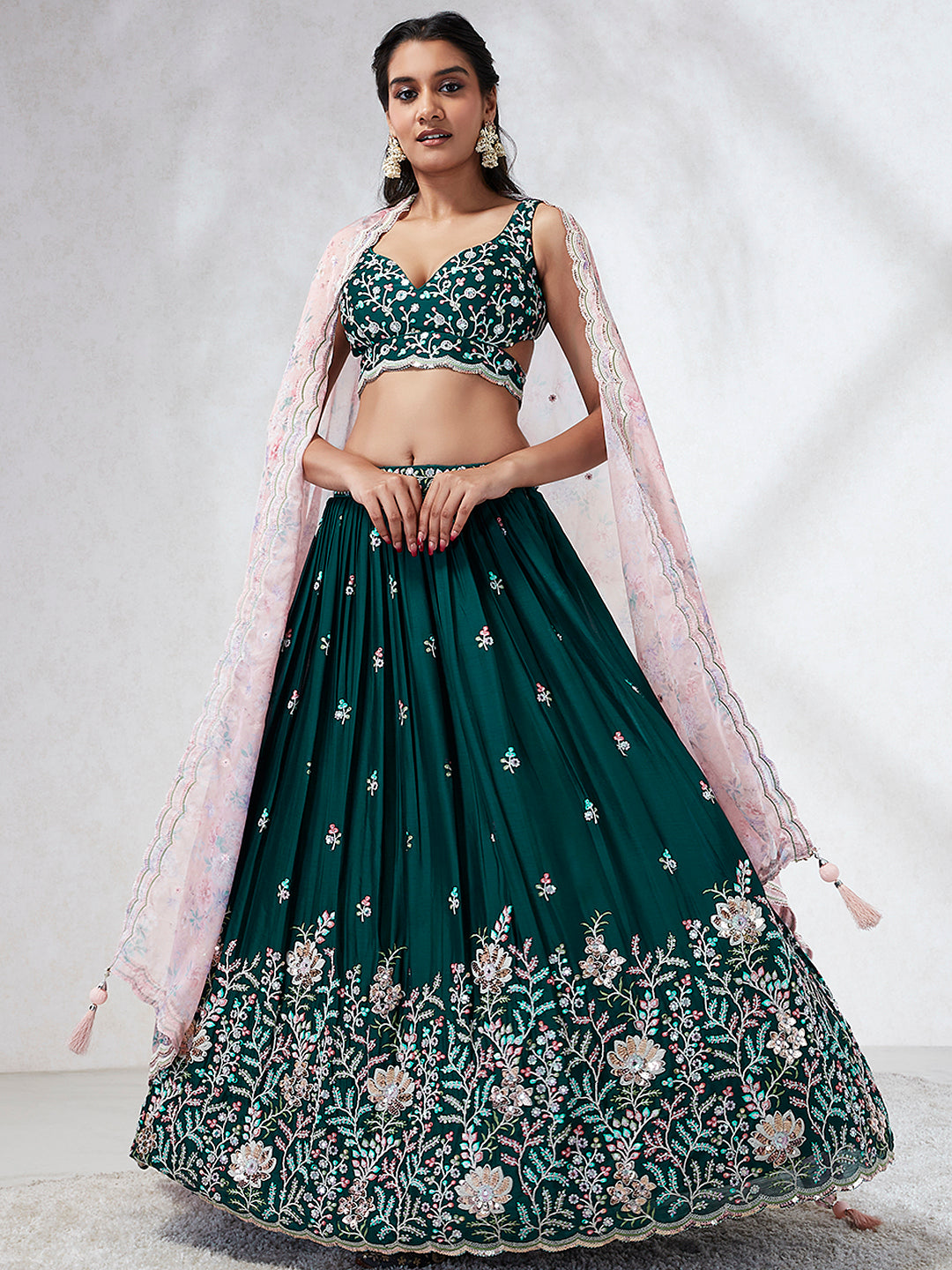 Teal  Colored Lehenga: Timeless Elegance for Every Celebration - Rent