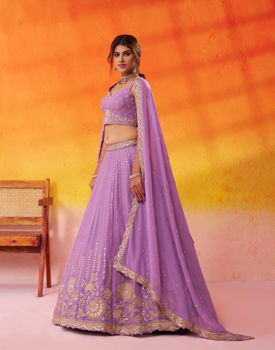 Royal Tissue Silk Lehenga Choli with Luxe Sequin Embroidery & Dupatta - Buy