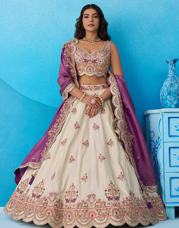 Elegant Tissue Sequins Embroidered Lehenga Choli Set for Wedding & Party Wear