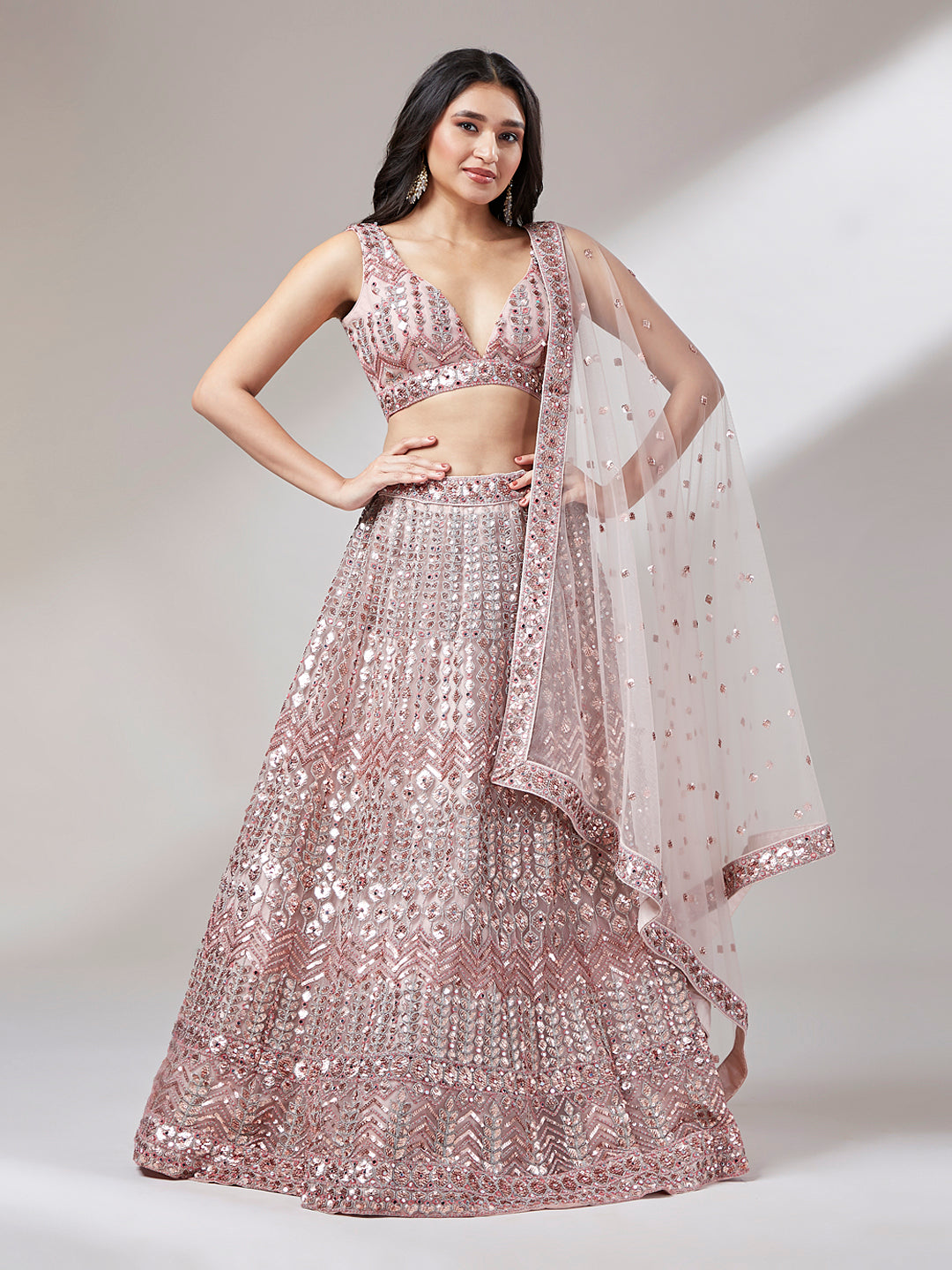 Rosegold  Colored Lehenga  Timeless Elegance for Every Celebration - Rent