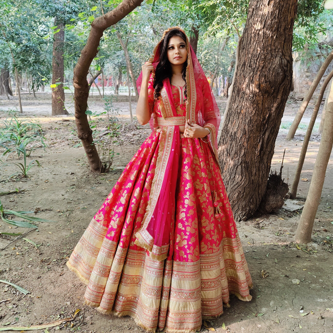 Mashaka Bridal Pink Lehenga - Rent