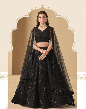 Party Perfect Georgette Lehenga Choli with Sequin Embroidery and Elegant Net Dupatta