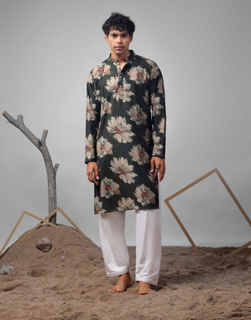 Vibrant Mehendi Green Printed Muslin Kurta Pyjama Set Perfect for Festive & Wedding Wear - Buy