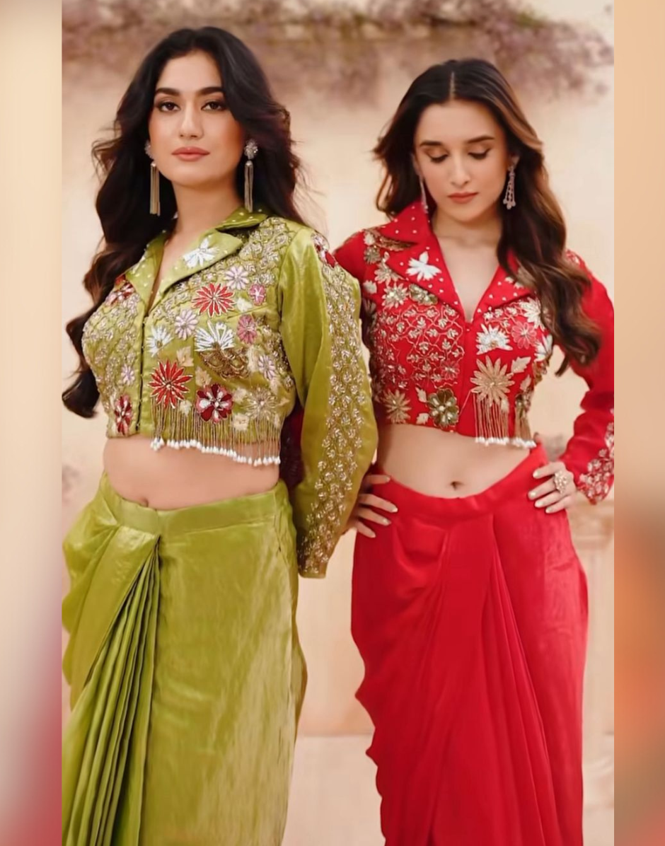 Luxury Satin Silk Co-Ord Set Soft Fancy Fabric with Handcrafted Embroidery Detailing - Buy