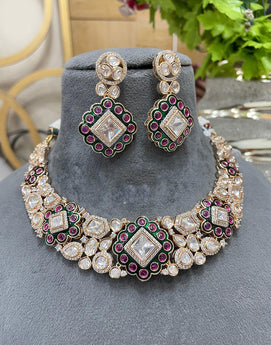 Colorful Kundan Necklace & Earrings Perfect Bridal Jewelry for Indian Celebrations - Buy
