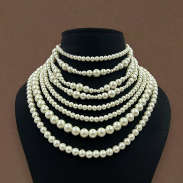 Crystaline Majesty White Pearl Necklace Set - Rent