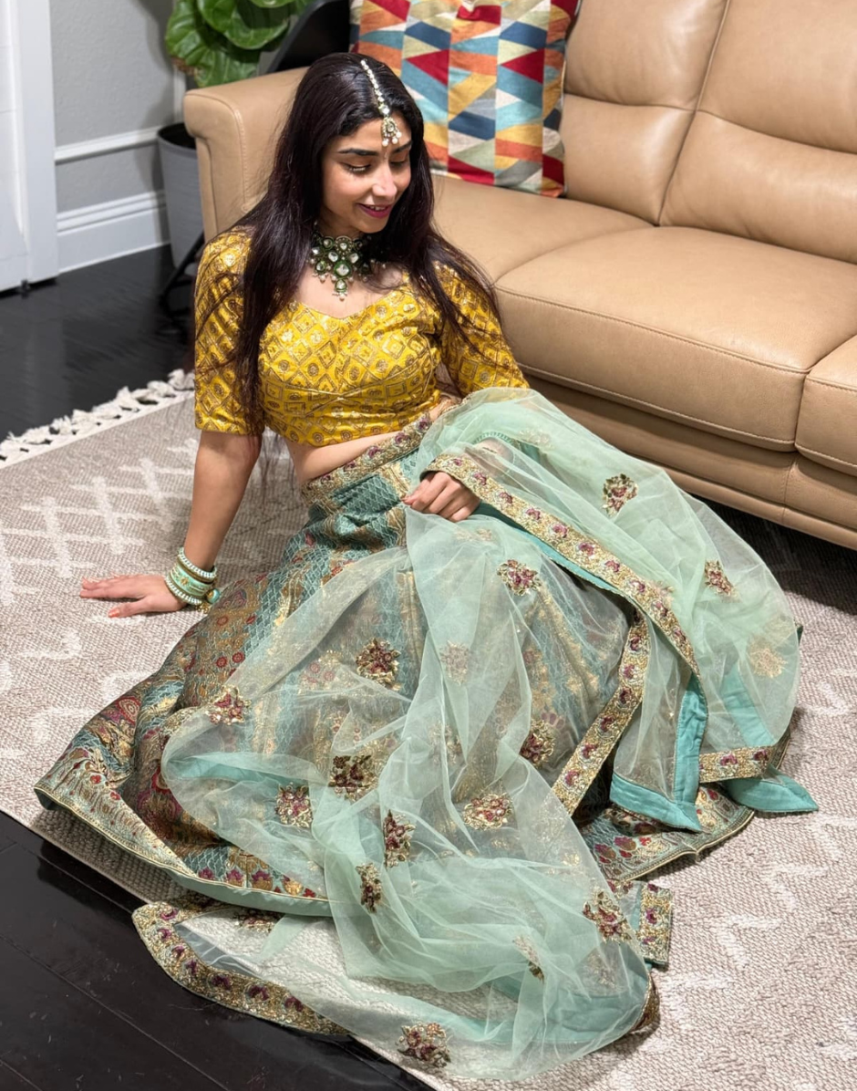 Elegant Green Embroidered Lehenga with Designer Blouse & Dupatta Ethnic Wear
