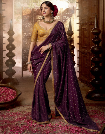 Graceful Viscose Crepe Saree with Hand Dye & Butti Work, Fancy Lace Detailing & Embroidered Designer Blouse
