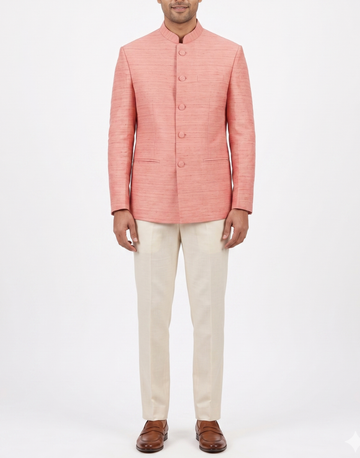 Bandhgala Linen Kurta Set for Men Wedding Wear