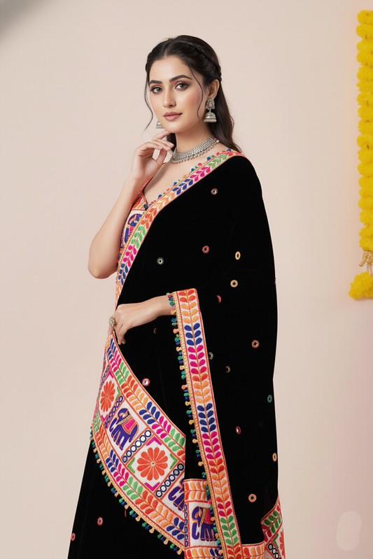 Heavy Rayon Black Color Lehenga Choli for Navratri  - Rent