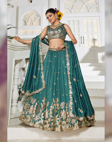 Stunning Chiffon Lehenga Choli with Hand Sequin, Coding, and Thread Work - Buy