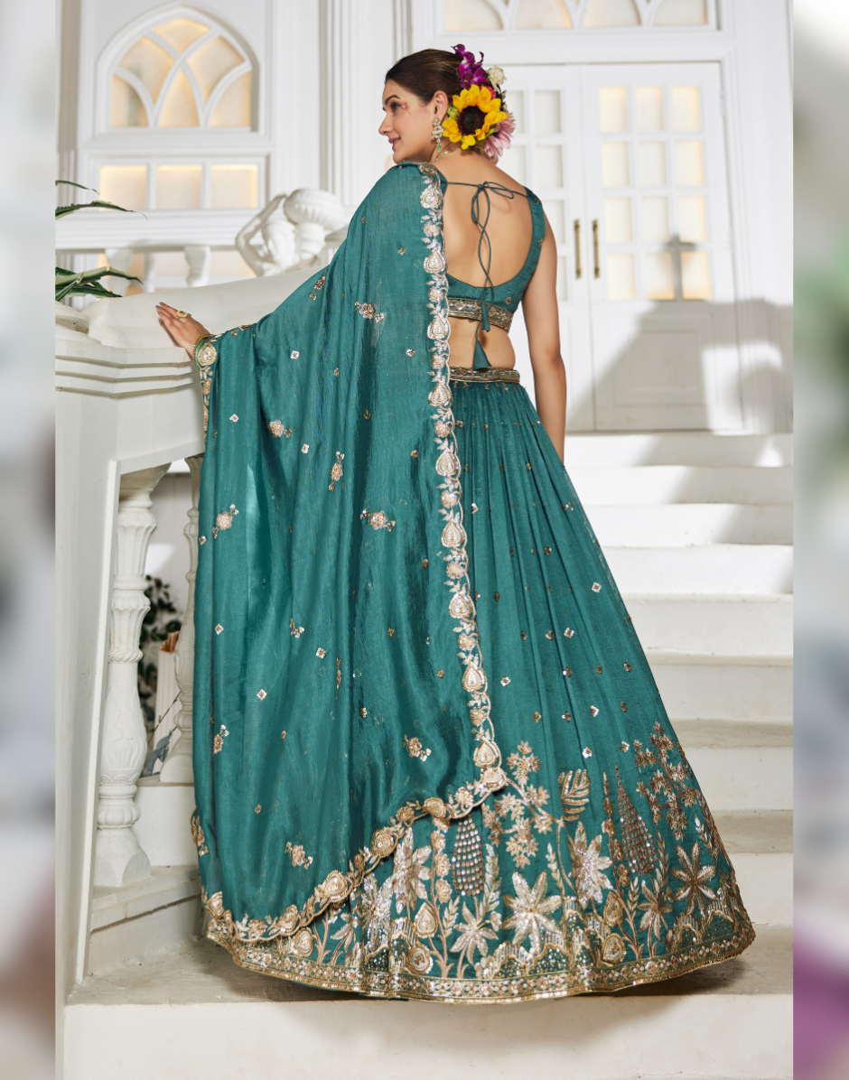 Stunning Chiffon Lehenga Choli with Hand Sequin, Coding, and Thread Work - Buy