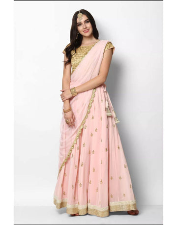 Rent Peach Butti Lehenga Set-Women-Glamourental