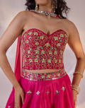 Aarzu Pink Silk Lehenga Set with Hand Embroidery, Georgette Corset & Choker-Style Dupatta_3