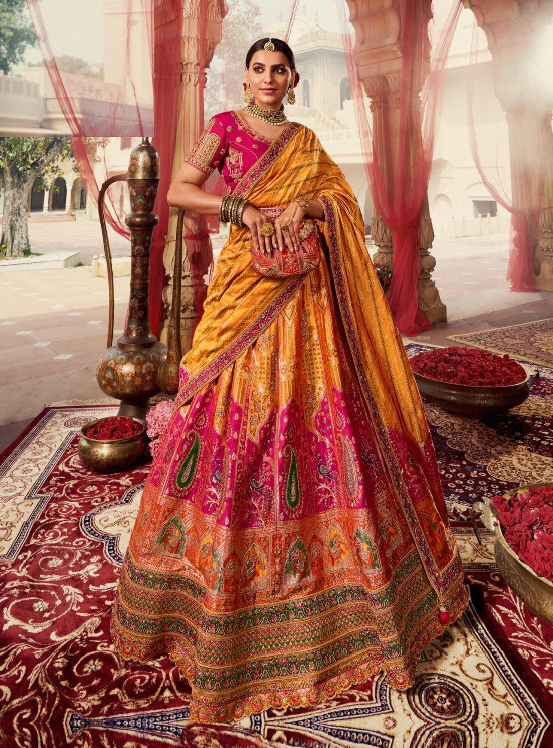 Beautiful Royal Yellow Lehenga Set - Rent