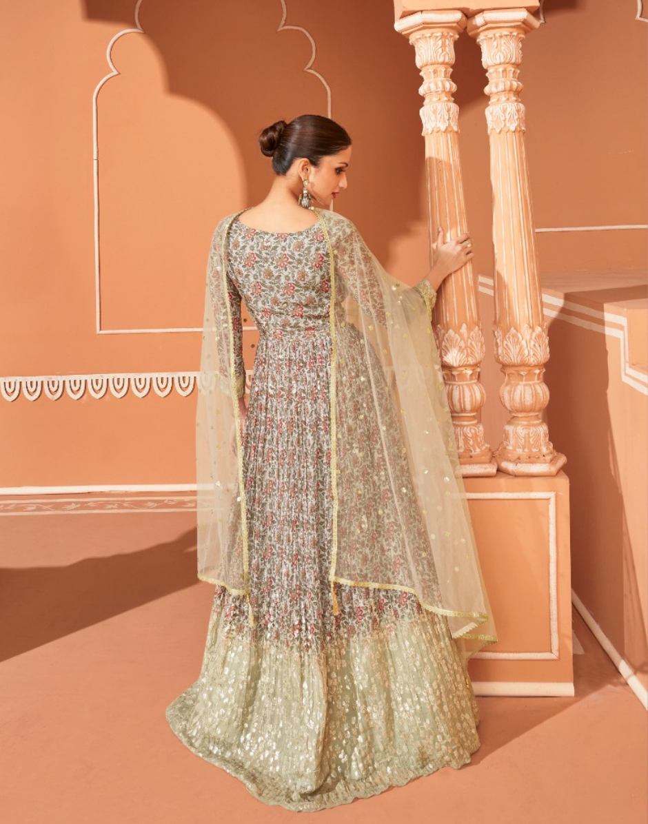 Beige Georgette Top with Elegant Net Dupatta Chic & Timeless Style