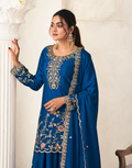 Blooming Chinon Top Palazzo Dupatta Set with Thread & Zarkan Work Designer Festive Wear - Buy_6
