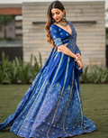 Blue Bandhani Printed Lehenga with Gota Patti Work & Dupatta Perfect for Weddings & Festive Celebrations - Buy_3