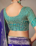 Blue Bridal Special Chiniya Silk Saree with Heavy Designer Work Blouse_1