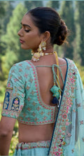 Blue Heavy Embroidery Trendy Motif Lehenga Choli Set - Rent_3
