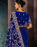 Blue Premium Fancy Saree Aari & Handwork Embroidery with Matching Blouse - Buy_3
