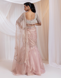 Blush Champagne Pink Pearl & Floral Drape Lehenga Set with Pre-Stitched Dupatta Elegant Engagement & Bridesmaid Outfit_2